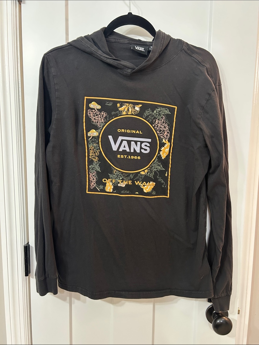 Vans Black Hooded Tee with Yellow Graphic Patch